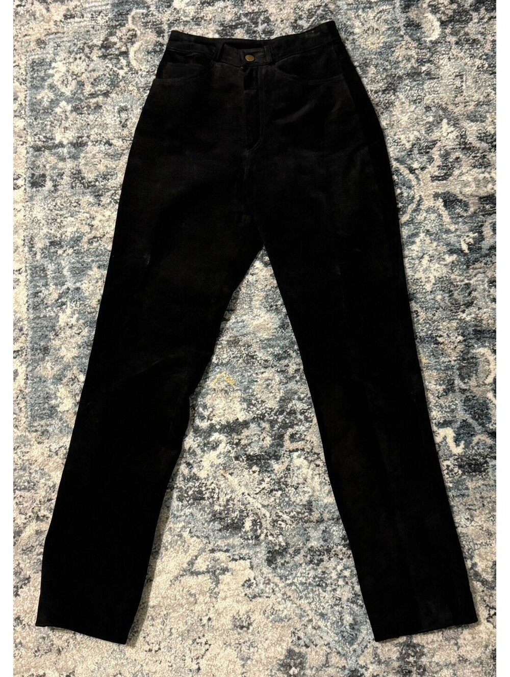 WOMENS LEW MAGRAM LINED BLACK LEATHER PANTS SZ 2 INSEAM 30"